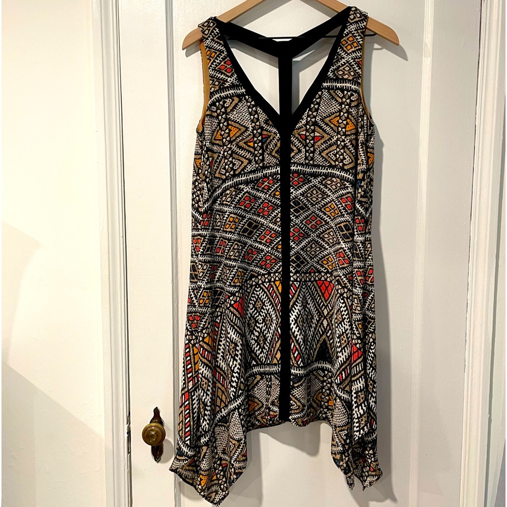 Fun flowing Tribal print dress! Great for most seasons, Tstrap neckline;